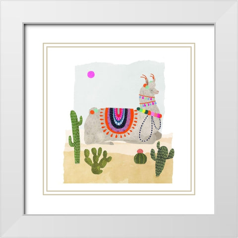 Llamarama III White Modern Wood Framed Art Print with Double Matting by Borges, Victoria