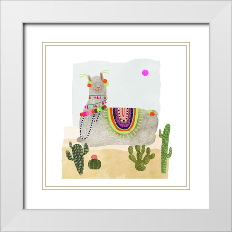 Llamarama IV White Modern Wood Framed Art Print with Double Matting by Borges, Victoria