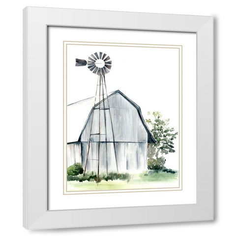 Watercolor Barn I White Modern Wood Framed Art Print with Double Matting by Parker, Jennifer Paxton