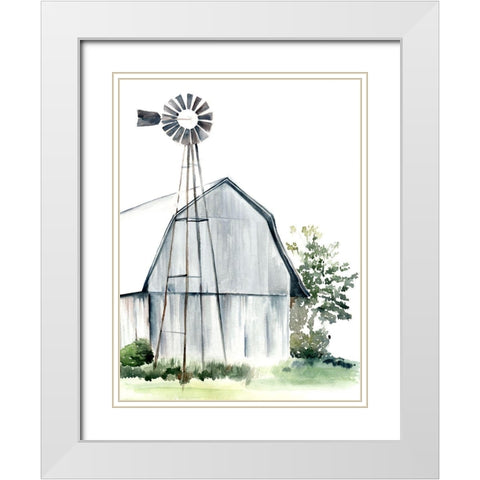 Watercolor Barn I White Modern Wood Framed Art Print with Double Matting by Parker, Jennifer Paxton
