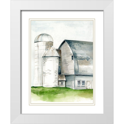 Watercolor Barn II White Modern Wood Framed Art Print with Double Matting by Parker, Jennifer Paxton