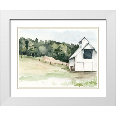 Watercolor Barn III White Modern Wood Framed Art Print with Double Matting by Parker, Jennifer Paxton