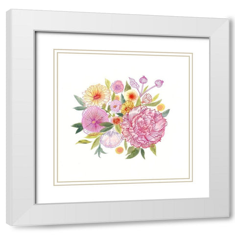 Pink Petals I White Modern Wood Framed Art Print with Double Matting by Borges, Victoria