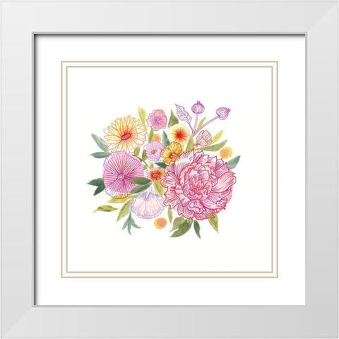 Pink Petals I White Modern Wood Framed Art Print with Double Matting by Borges, Victoria