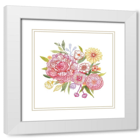 Pink Petals II White Modern Wood Framed Art Print with Double Matting by Borges, Victoria