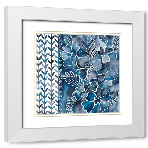 Cobalt Garden I White Modern Wood Framed Art Print with Double Matting by Zarris, Chariklia