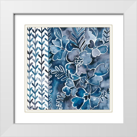 Cobalt Garden I White Modern Wood Framed Art Print with Double Matting by Zarris, Chariklia