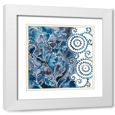 Cobalt Garden II White Modern Wood Framed Art Print with Double Matting by Zarris, Chariklia