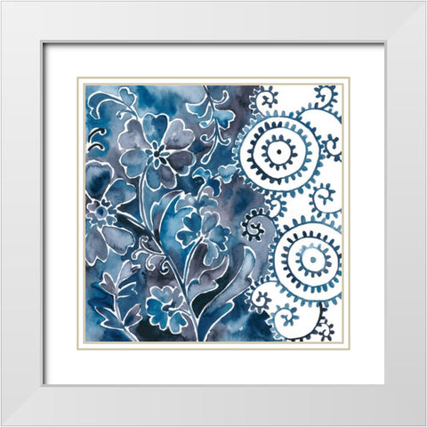 Cobalt Garden II White Modern Wood Framed Art Print with Double Matting by Zarris, Chariklia