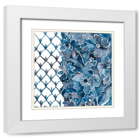 Cobalt Garden III White Modern Wood Framed Art Print with Double Matting by Zarris, Chariklia