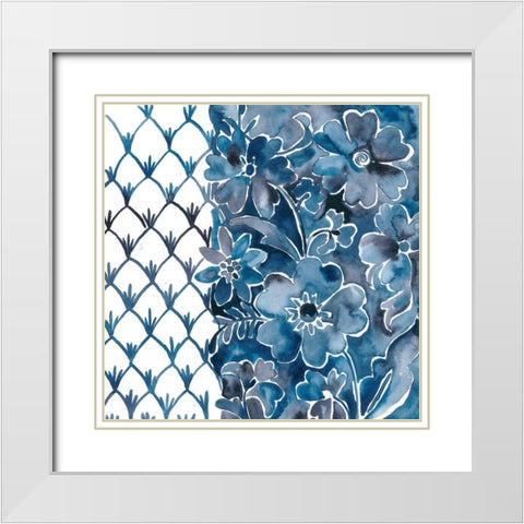 Cobalt Garden III White Modern Wood Framed Art Print with Double Matting by Zarris, Chariklia