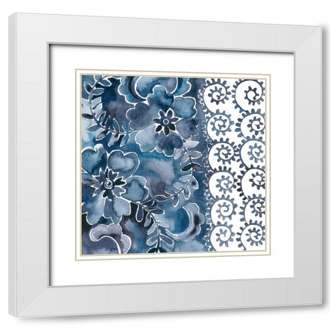 Cobalt Garden IV White Modern Wood Framed Art Print with Double Matting by Zarris, Chariklia