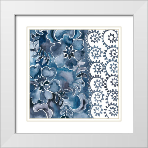 Cobalt Garden IV White Modern Wood Framed Art Print with Double Matting by Zarris, Chariklia