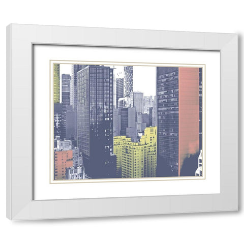 Pastel NYC II White Modern Wood Framed Art Print with Double Matting by Pica, Jeff