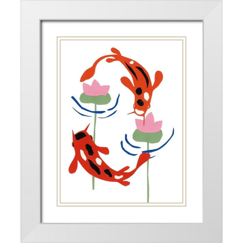 Koi Fantasy I White Modern Wood Framed Art Print with Double Matting by Ludwig, Alicia