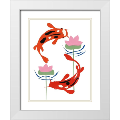 Koi Fantasy II White Modern Wood Framed Art Print with Double Matting by Ludwig, Alicia