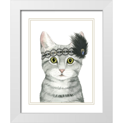 Downton Cat III White Modern Wood Framed Art Print with Double Matting by Popp, Grace
