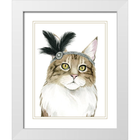 Downton Cat IV White Modern Wood Framed Art Print with Double Matting by Popp, Grace