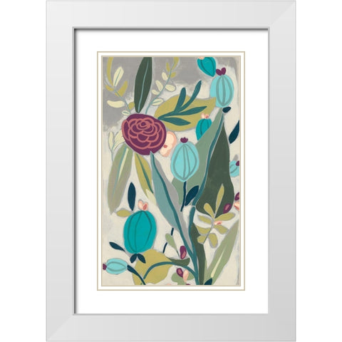 Tropicana Panel I White Modern Wood Framed Art Print with Double Matting by Vess, June Erica