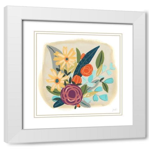 Pop Posy I White Modern Wood Framed Art Print with Double Matting by Vess, June Erica