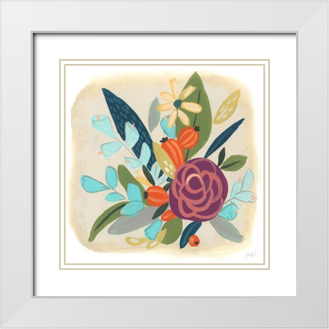 Pop Posy II White Modern Wood Framed Art Print with Double Matting by Vess, June Erica