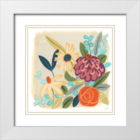 Pop Posy III White Modern Wood Framed Art Print with Double Matting by Vess, June Erica