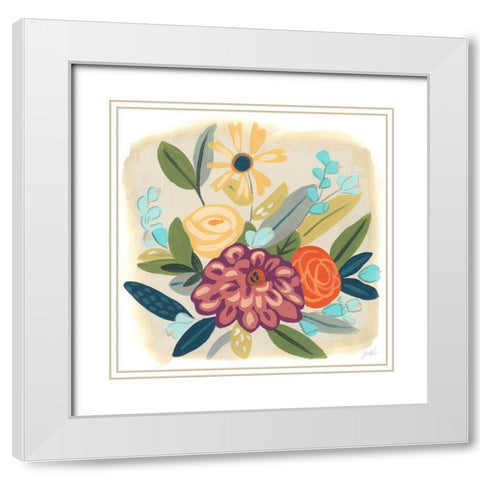Pop Posy IV White Modern Wood Framed Art Print with Double Matting by Vess, June Erica
