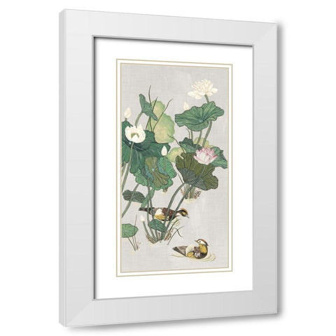 Lotus Pond I White Modern Wood Framed Art Print with Double Matting by Wang, Melissa