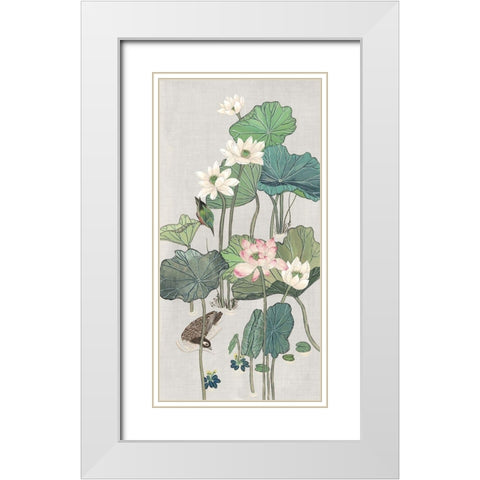 Lotus Pond II White Modern Wood Framed Art Print with Double Matting by Wang, Melissa