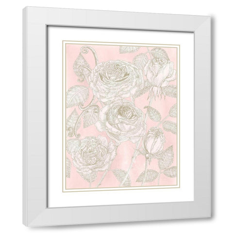 Blooming Roses I White Modern Wood Framed Art Print with Double Matting by Wang, Melissa