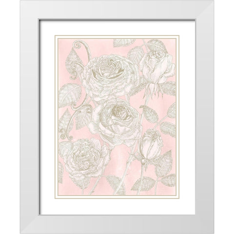 Blooming Roses I White Modern Wood Framed Art Print with Double Matting by Wang, Melissa