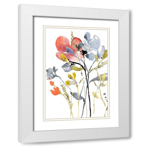 Flower Overlay I White Modern Wood Framed Art Print with Double Matting by Goldberger, Jennifer