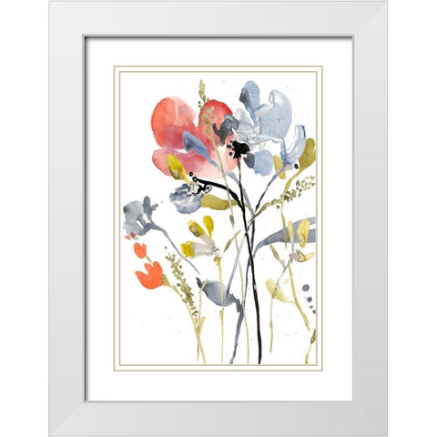 Flower Overlay I White Modern Wood Framed Art Print with Double Matting by Goldberger, Jennifer