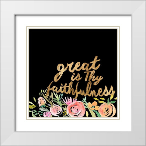 Floral Faith II White Modern Wood Framed Art Print with Double Matting by Studio W
