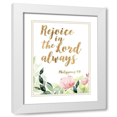 Grace Words Floral II White Modern Wood Framed Art Print with Double Matting by Studio W