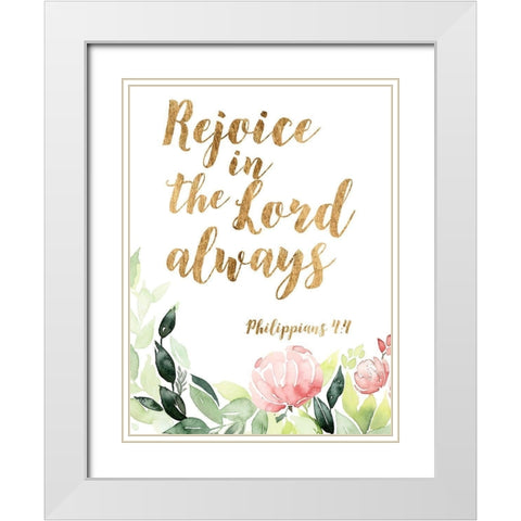 Grace Words Floral II White Modern Wood Framed Art Print with Double Matting by Studio W