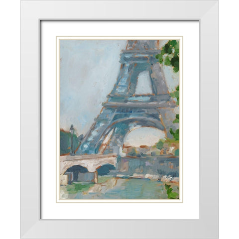 Impressionist View of Paris II White Modern Wood Framed Art Print with Double Matting by Harper, Ethan