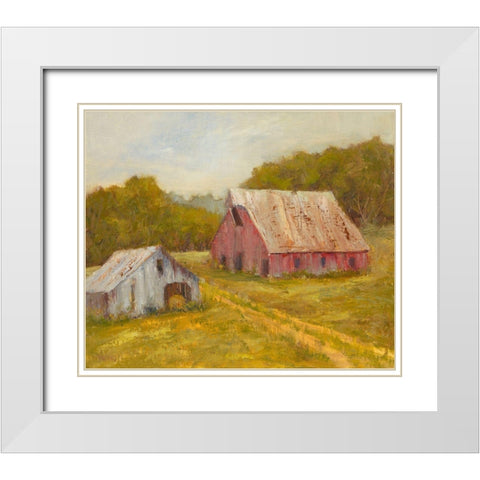 Country Barns White Modern Wood Framed Art Print with Double Matting by Wendling, Marilyn
