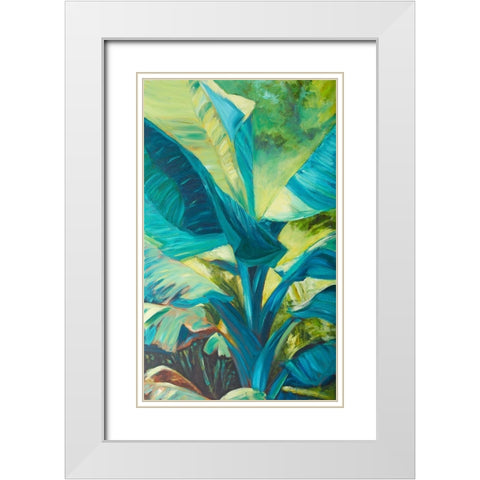 Green Banana Duo I White Modern Wood Framed Art Print with Double Matting by Wilkins, Suzanne