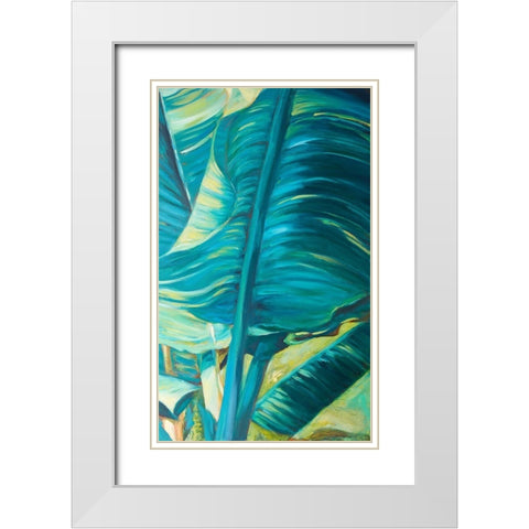 Green Banana Duo II White Modern Wood Framed Art Print with Double Matting by Wilkins, Suzanne