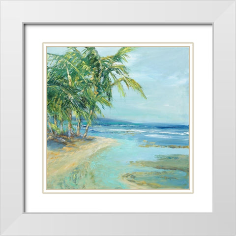 Blue Coastal Lagoon White Modern Wood Framed Art Print with Double Matting by Wilkins, Suzanne