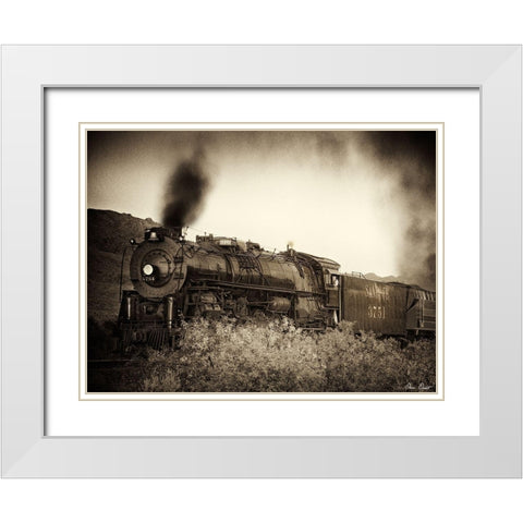 Train Arrival I White Modern Wood Framed Art Print with Double Matting by Drost, David