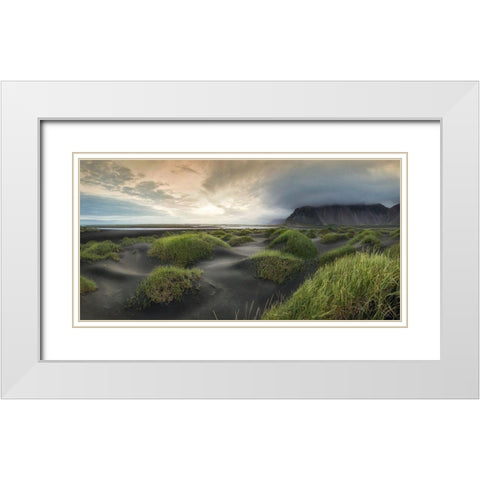 Black Dunes Panorama White Modern Wood Framed Art Print with Double Matting by Head, Danny