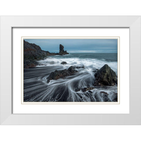 Water Ribbons White Modern Wood Framed Art Print with Double Matting by Head, Danny