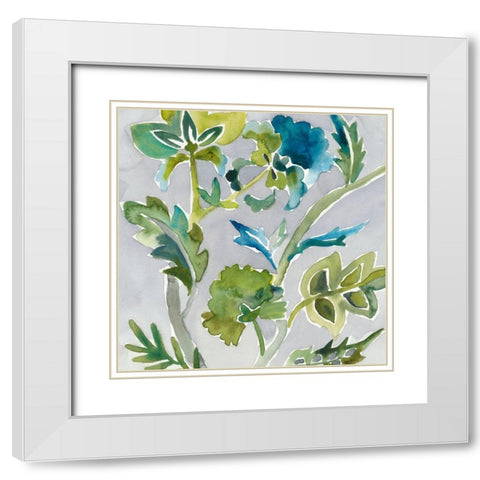 Batik Vines I White Modern Wood Framed Art Print with Double Matting by Zarris, Chariklia