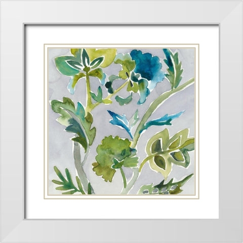 Batik Vines I White Modern Wood Framed Art Print with Double Matting by Zarris, Chariklia