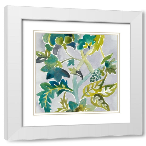 Batik Vines II White Modern Wood Framed Art Print with Double Matting by Zarris, Chariklia