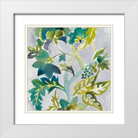 Batik Vines II White Modern Wood Framed Art Print with Double Matting by Zarris, Chariklia