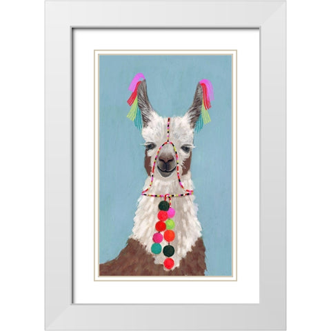 Adorned Llama I White Modern Wood Framed Art Print with Double Matting by Borges, Victoria
