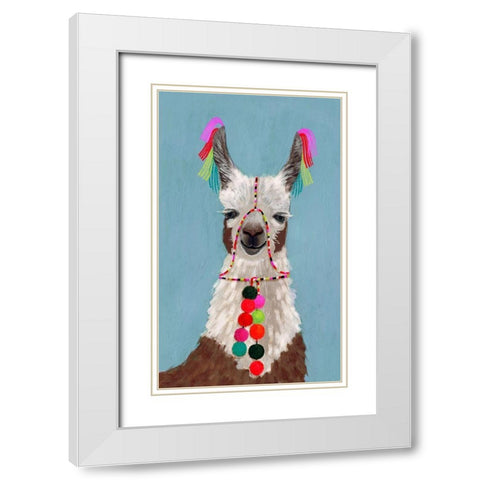 Adorned Llama I White Modern Wood Framed Art Print with Double Matting by Borges, Victoria